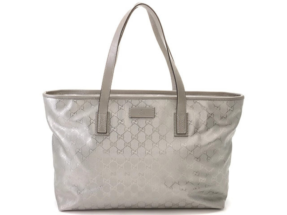 Gucci GG Imprime Tote Bag Silver Calfskin